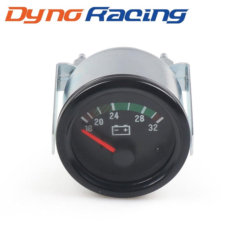 Dyno Racing 2" 52mm Electronic Car Voltmeter Pointer Volt Gauge Voltage Meter Yellow Light Car Meter Read 18-32V - Image 2